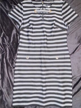 Tommy Hilfiger Dress Women's size 4 black Striped Sheath Stretch Nautical